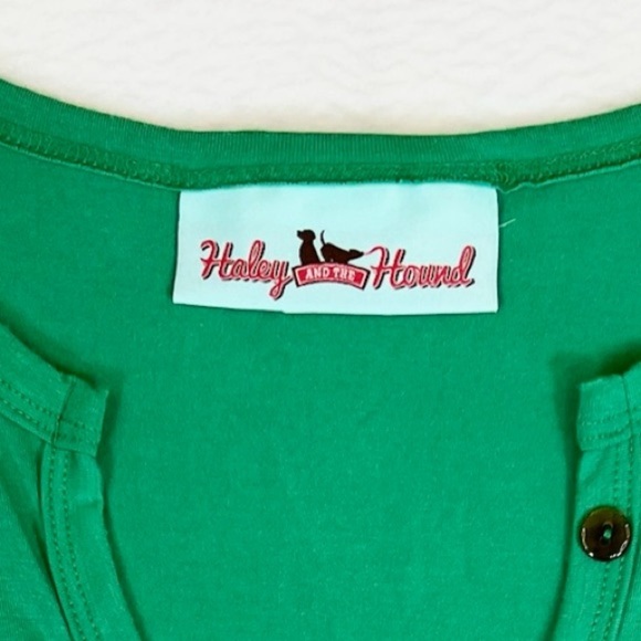 HALEY AND THE HOUND 3/4 Sleeve Notch Collar Women's Kelly Green Dress Size M - Picture 4 of 10